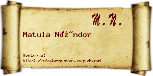 Matula Nándor névjegykártya